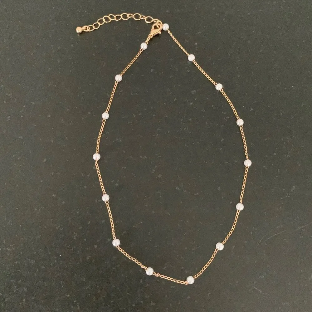 Sweet Gold Tone Faux Pearl Necklace – Delicate and Dainty for Teens and Tweens